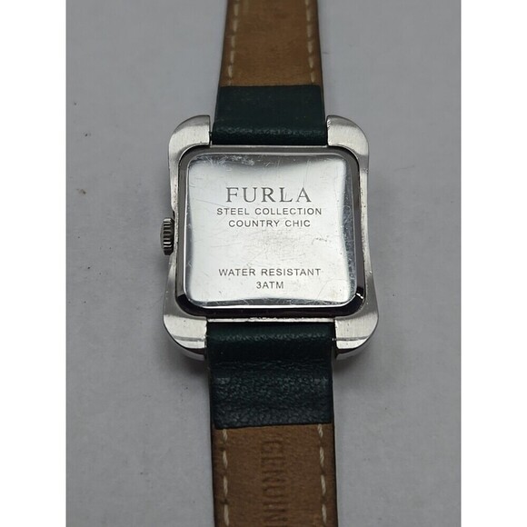 Furla Steel Collection Country Chic Square Watch Small Seconds Green New Battery main image 12